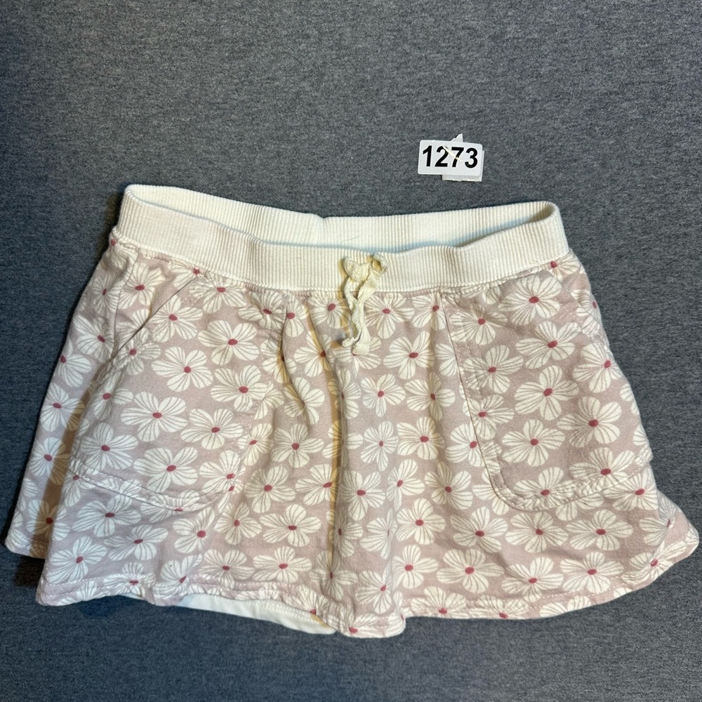 BearPaw Cream and Pink Floral Kids Skort Size 7/8